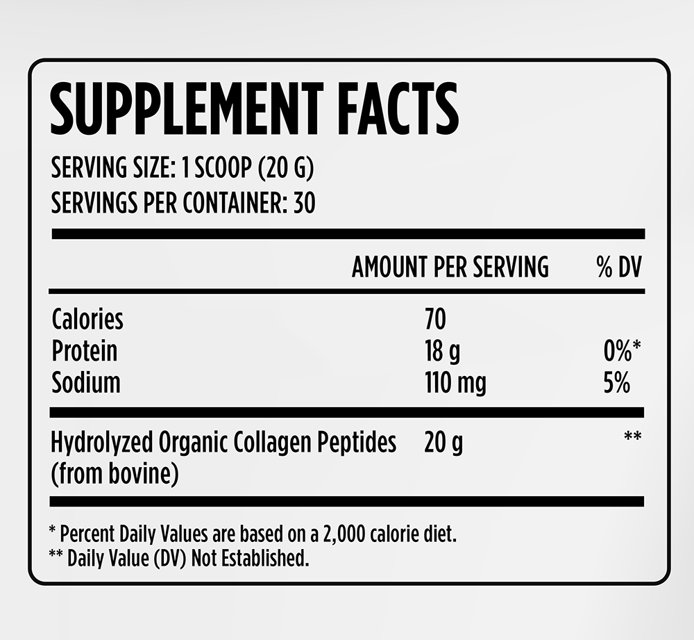 EVERBOOST Type 1 and Type 3 hydrolyzed organic collagen peptide powder - Supplement Facts