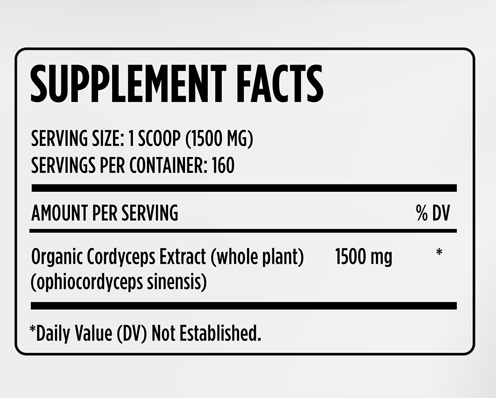 EVERBOOST Cordyceps Mushroom Powder - Supplement Facts