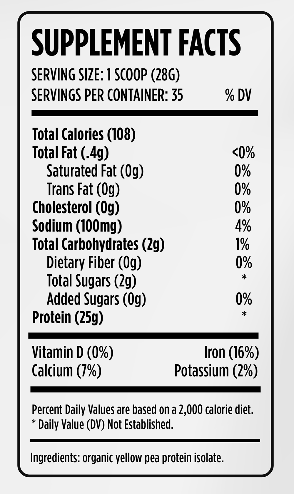 EVERBOOST organic yellow pea protein isolate - Supplement Facts